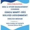 IGNOU MMPF-003 Solved Assignment