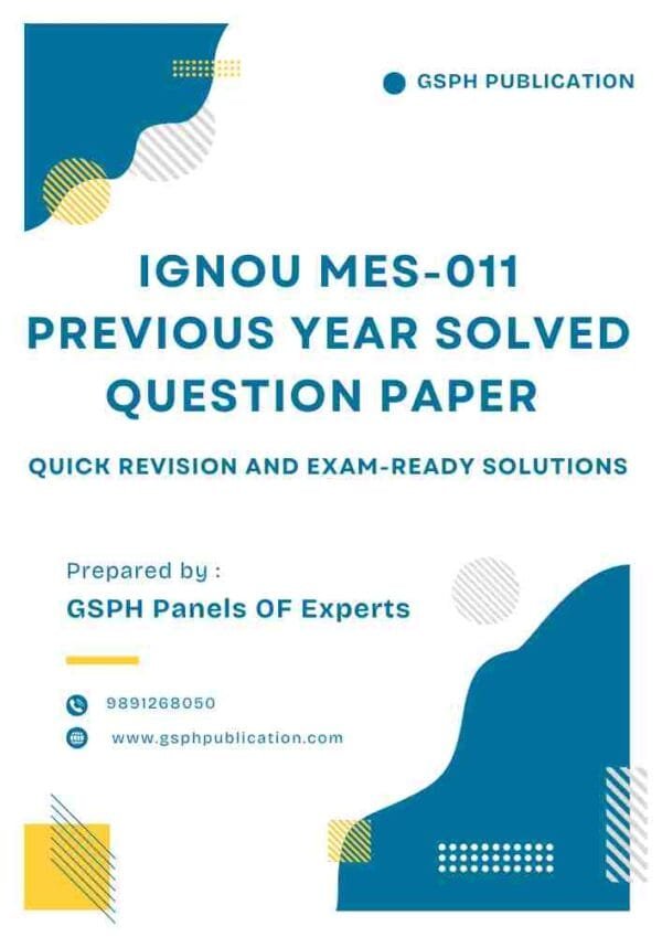 IGNOU MES-011 Previous Year Solved Question Paper