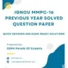IGNOU MMPC-16 Previous Year Solved Question Paper