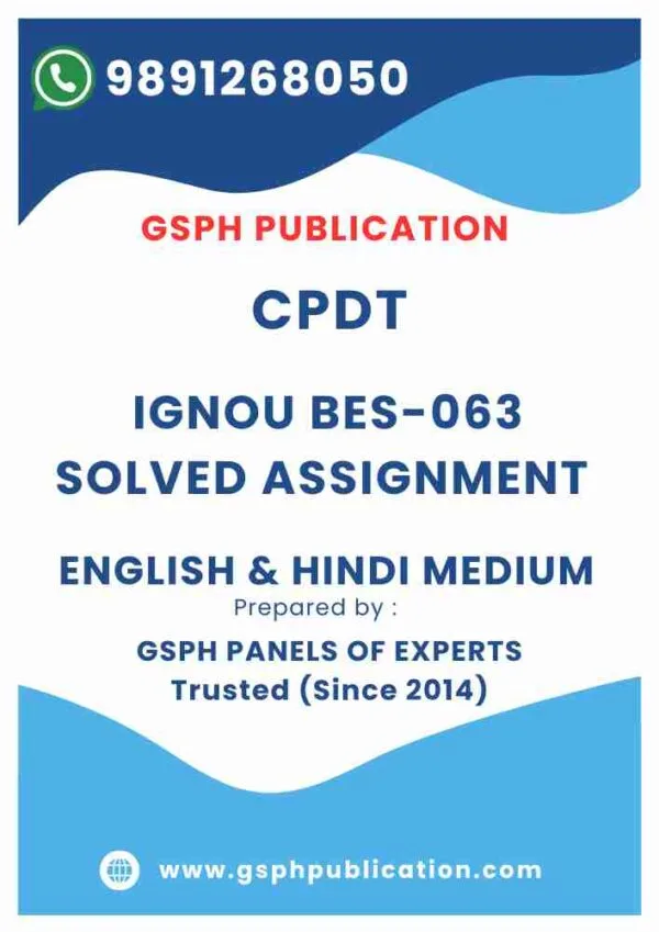 IGNOU BES-063 Solved Assignment