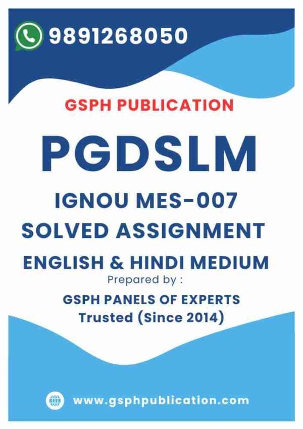 IGNOU MES-007 Solved Assignment