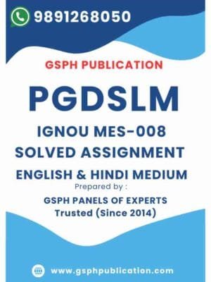 IGNOU MES-008 Solved Assignment