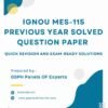 IGNOU MES-115 Previous Year Solved Question Paper