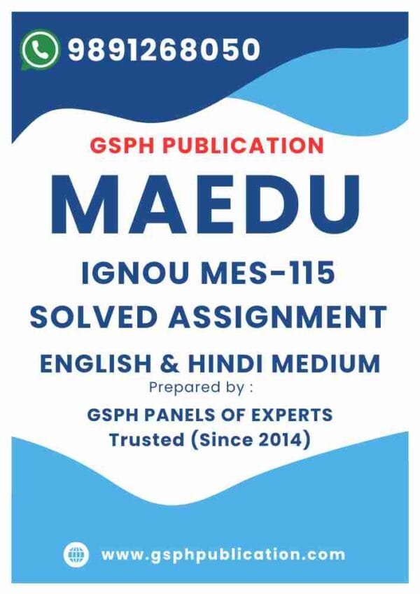 IGNOU MES-115 Solved Assignment 
