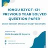 IGNOU bzyct-131 Previous Year Solved Question Paper
