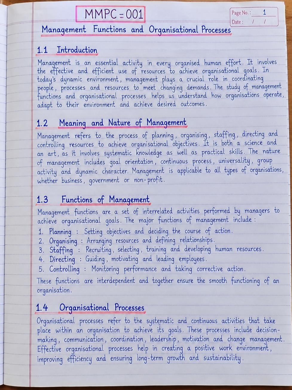 IGNOU handwritten assignment sample page 1 – scan PDF and hard copy